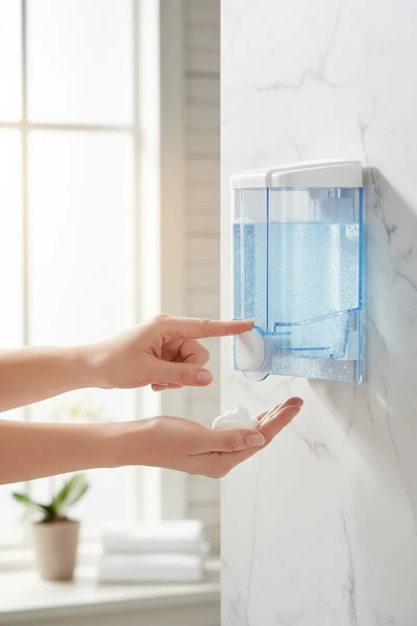 DISPENSADOR JABON LIQUIDO DE PARED LIVE TRANSPARENTE 500 ML - 1