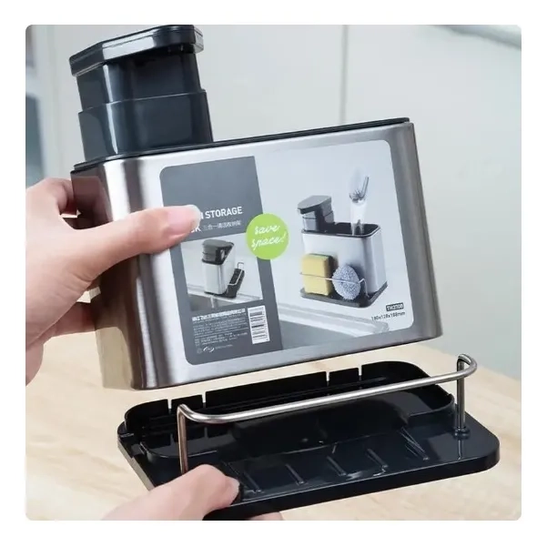 STORAGE RACK DISPENSADOR JABON 3 EN 1 COLOR PLATEADO - 3