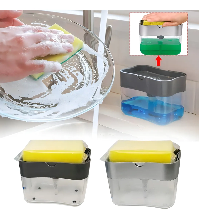 DISPENSADOR DE JABON LIQUIDO + ESPONJA PARA AYUDIN - COCINA COLOR REFERENCIAL - 5