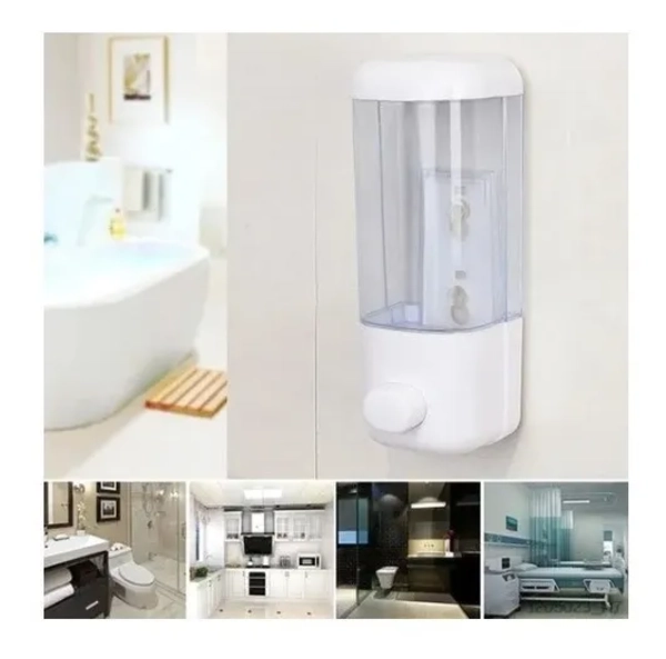 DISPENSADOR JABON LIQUIDO GEL SHAMPOO 500ML BAÑO COCINA OFIC BLANCO - 2