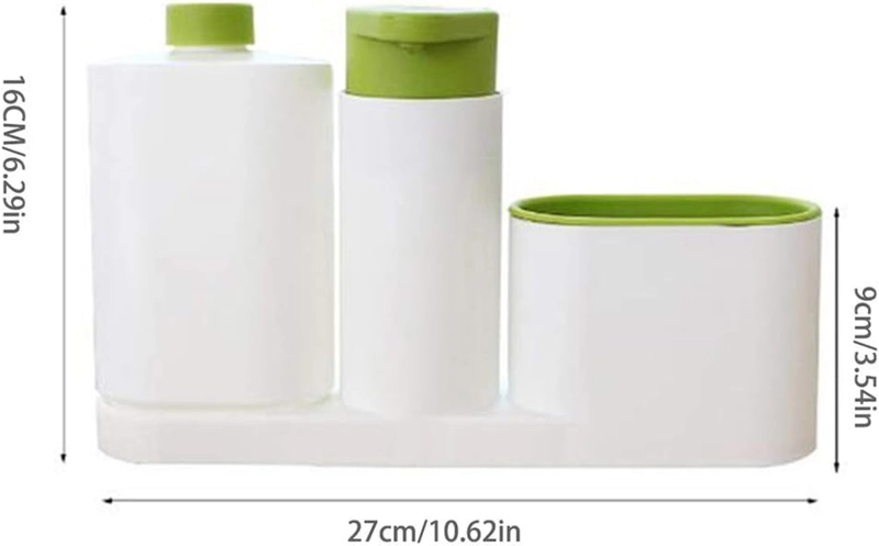 DISPENSADOR JABON LIQUIDO LAVAPLATOS LAVALOZAS PORTA ESPONJA COLOR VERDE - 1