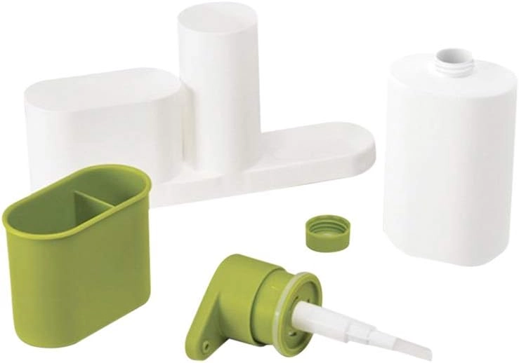 DISPENSADOR JABON LIQUIDO LAVAPLATOS LAVALOZAS PORTA ESPONJA COLOR VERDE - 2