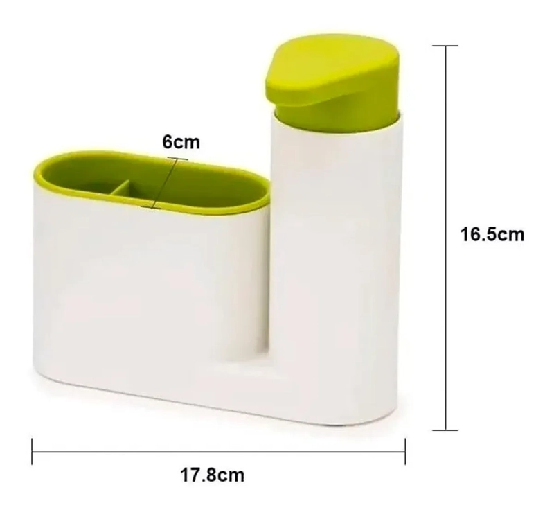 DISPENSADOR ORGANIZADOR LAVALOZA JABON COCINA BAÑO BLANCO/VERDE - 4