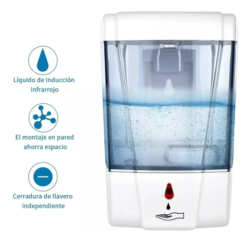 DISPENSADOR AUTOMATICO SIN CONTACTO DE JABON / ALCOHOL GEL BLANCO - 1
