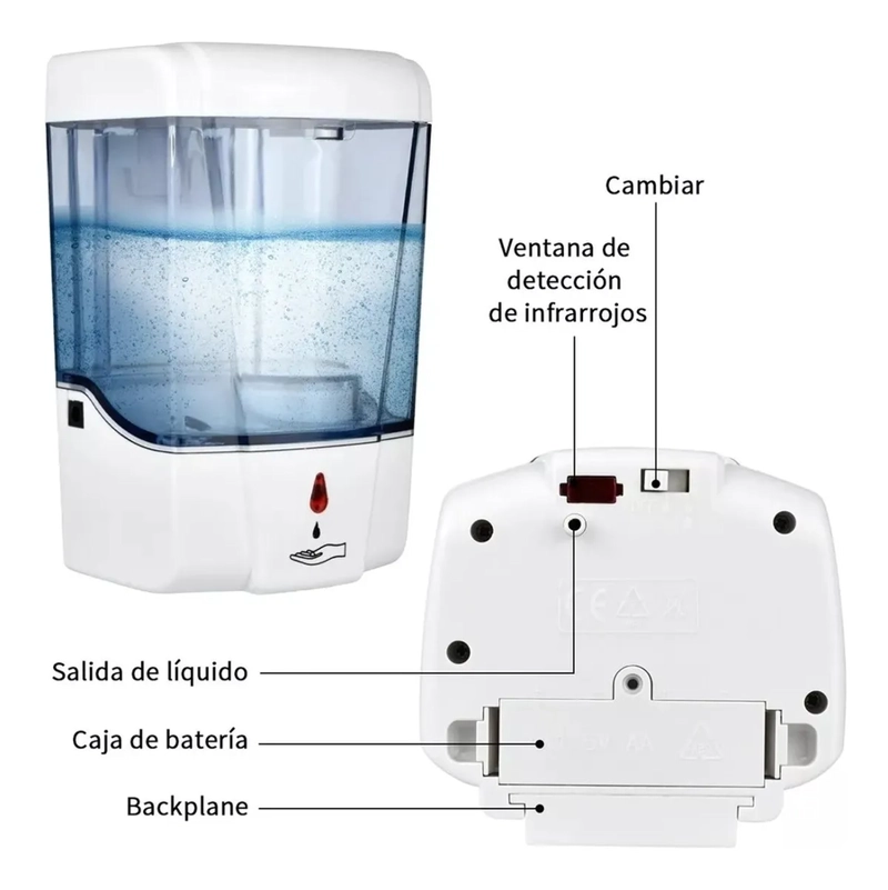 DISPENSADOR AUTOMATICO SIN CONTACTO DE JABON / ALCOHOL GEL BLANCO - 3