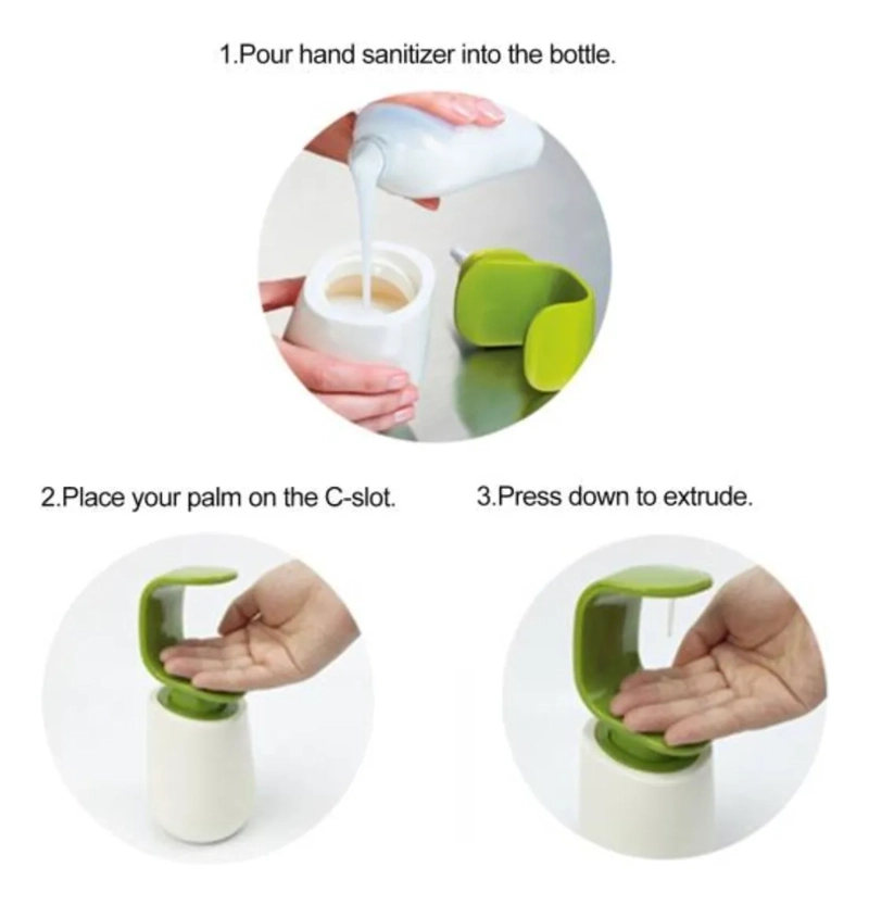 DISPENSADOR DE JABON LAVALOZA ALCOHOL GEL BLANCO CON VERDE - 3