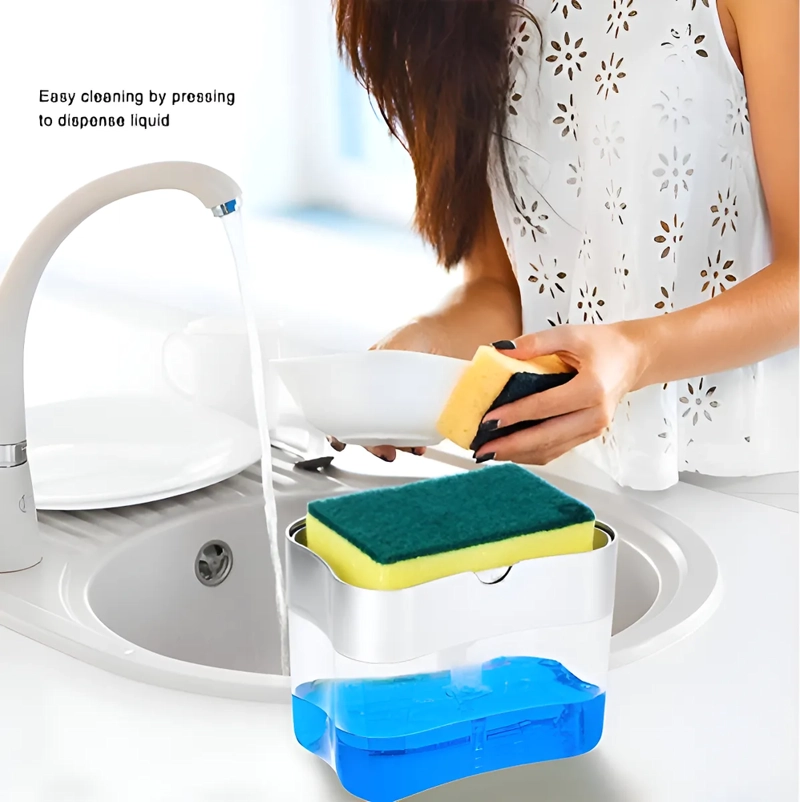 DISPENSADOR JABON LAVALOZAS BOMBA ESPONJA CON RECIPIENTE COLOR GRIS - 6