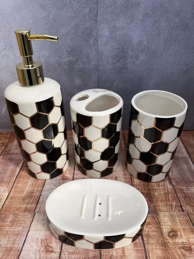 SET JUEGO DE BAÑO PREMIUM 4 ACCESORIOS CERAMICO - 2
