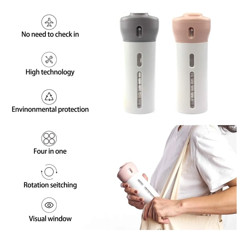 DISPENSADOR JABON ALCOHOL GEL PORTATIL 4 EN 1 BLANCO - 2