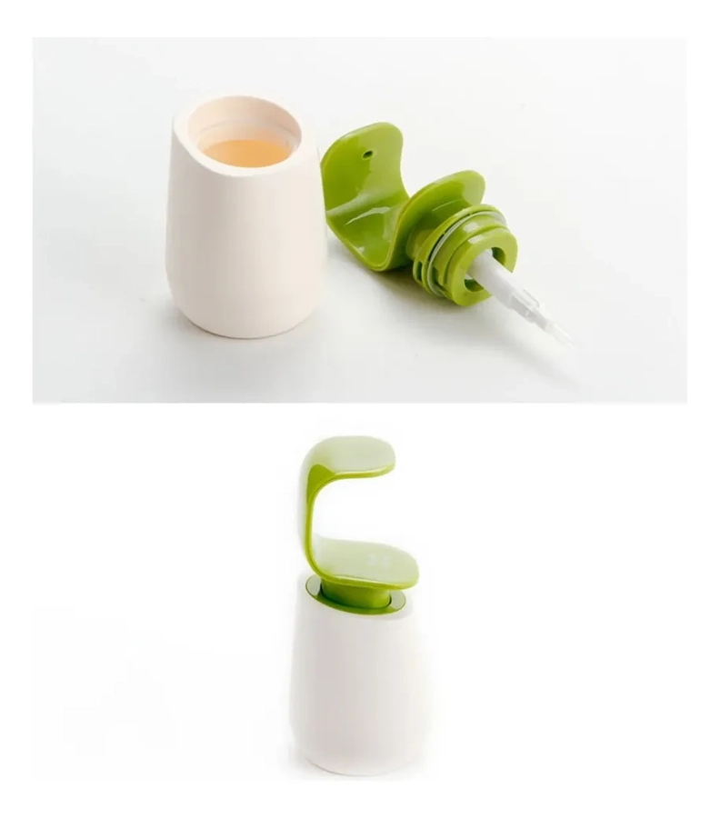 DISPENSADOR DE JABON LIQUIDO PORTATIL COCINA BAÑO BLANCO CON VERDE - 1