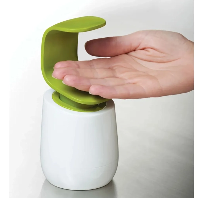 DISPENSADOR DE JABON LIQUIDO PORTATIL COCINA BAÑO BLANCO CON VERDE - 3