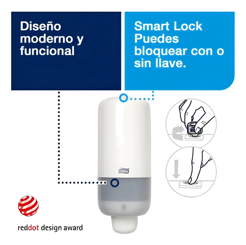 DISPENSADOR JABON EN ESPUMA TORK + CARGA 1000 ML BLANCO - 3