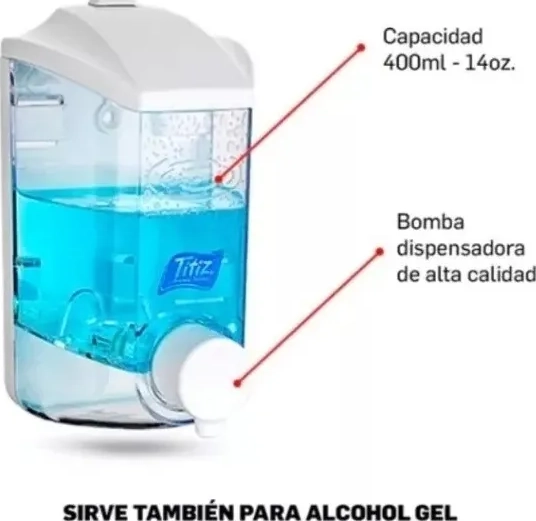DISPENSER JABON LIQUIDO ORGANIZADOR PARED DETERGENTE SHAMPOO COLOR BLANCO - 1