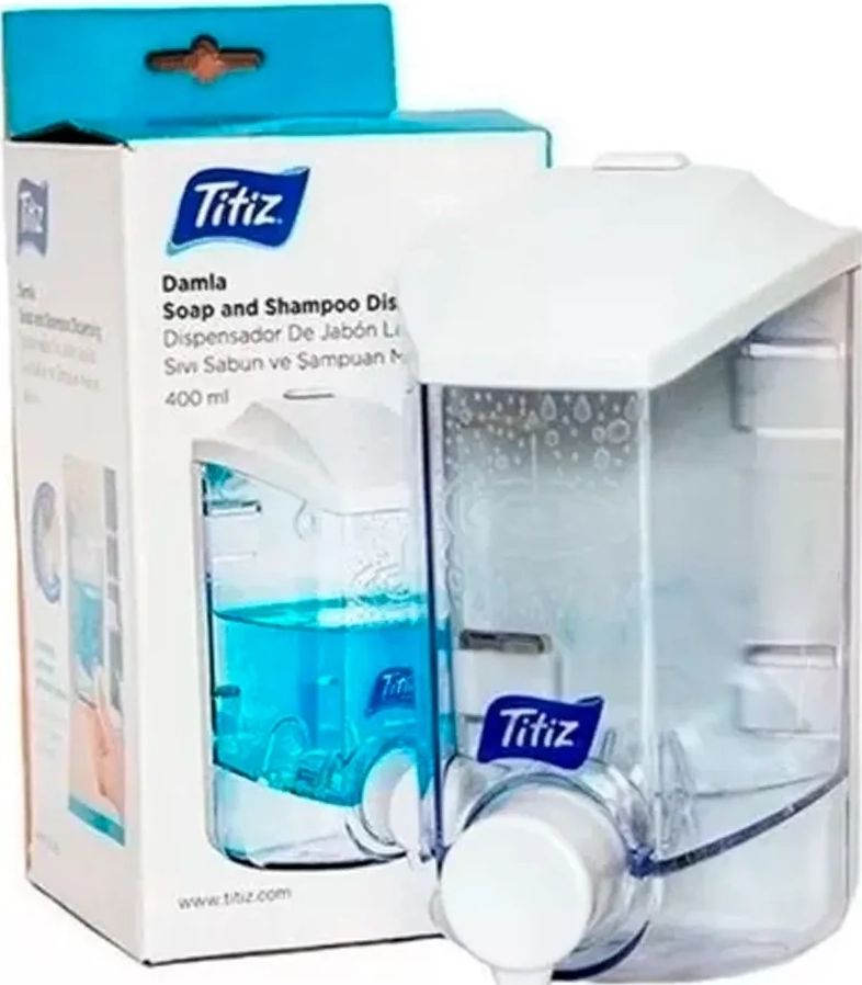 DISPENSER JABON LIQUIDO ORGANIZADOR PARED DETERGENTE SHAMPOO COLOR BLANCO - 3