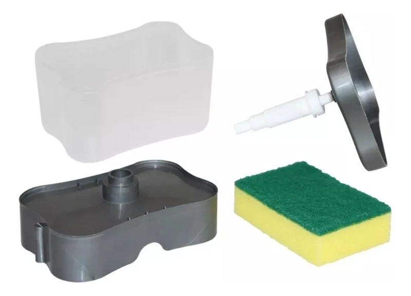 DISPENSADOR DE JABON LIQUIDO LAVALOZA COCINA HOGAR GRIS - 2