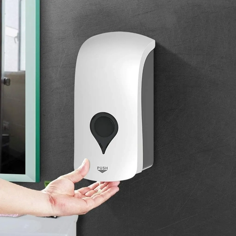 DISPENSADOR JABON LIQUIDO RELLENABLE PLASTICO AL MURO 1000ML COLOR BLANCO - 325015 - 1