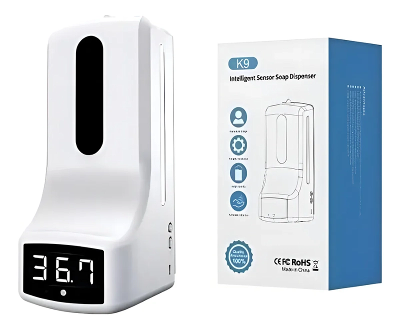 DISPENSADOR CON SENSOR INTELIGENTE TERMOMETRO Y DISPENSADOR COLOR BLANCO - 2