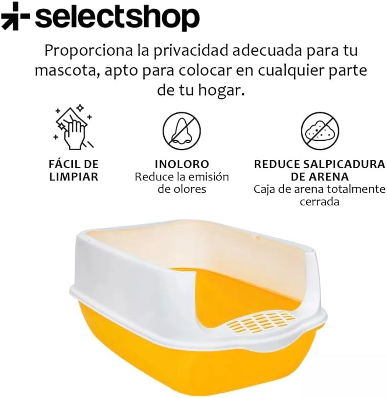 ARENERO SANITARIO CERRADO PARA GATO CON PALA PUERTA ABATIBLE COLOR NARANJA - 3