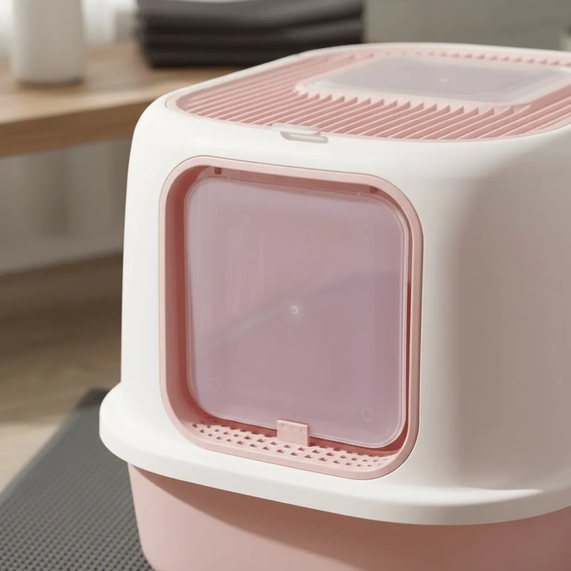 CAJA DE ARENA PARA GATOS 52 X 40 X 39 BANDEJA PARA MASCOTAS ROSA - 3