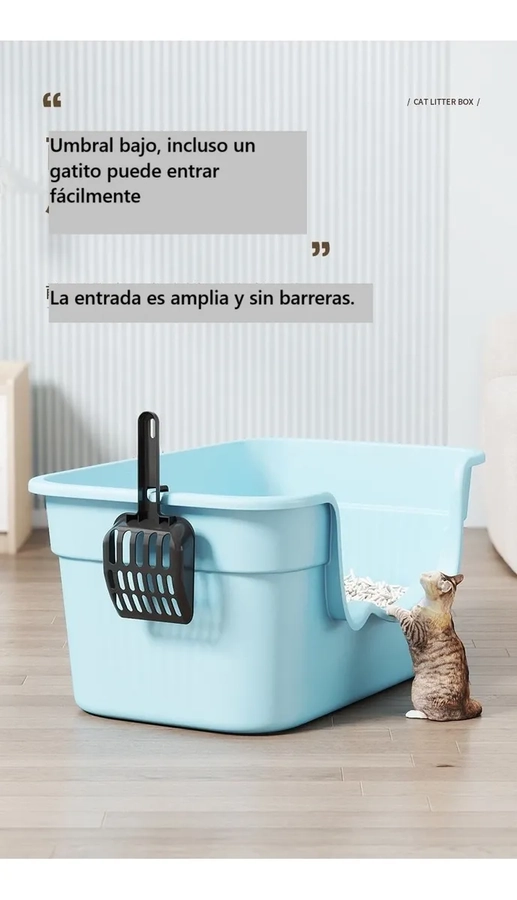 ARENERO GRANDE 50CM BANDEJA SANITARIA DE GATOS CON PALA GRIS - 5