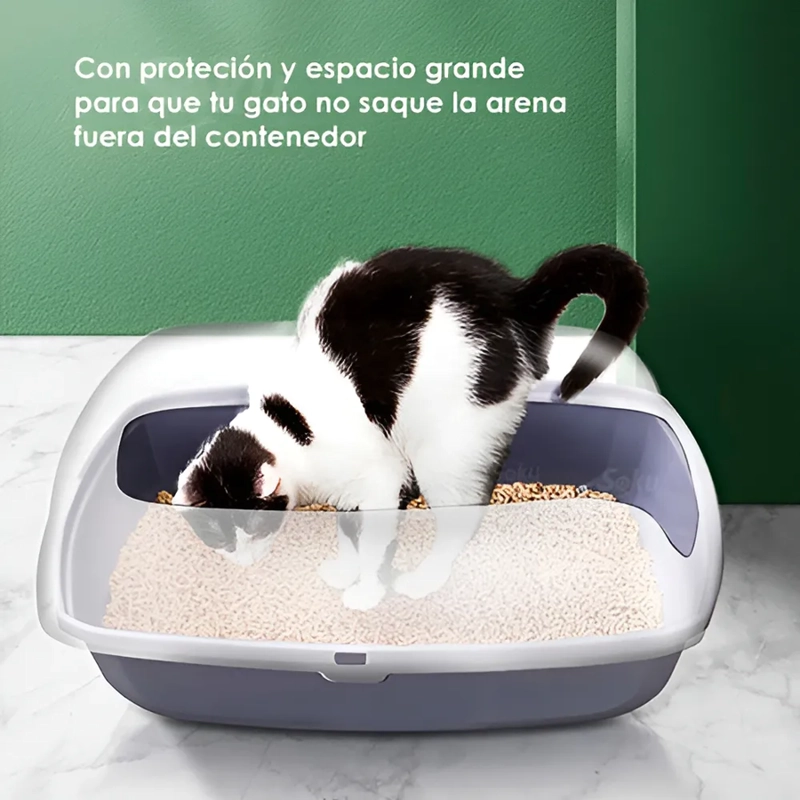 ARENERO GATO EXTENSION ANTI DERRAME PALA CAJA EXTRA GRANDE COLOR GRIS - 1