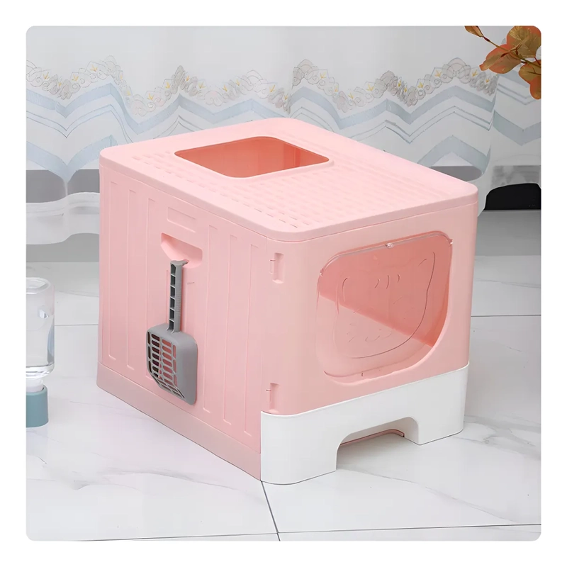 ARENERO PARA GATOS CAJA DE ARENA PLEGABLE CON BANDEJA GRANDE COLOR VERDE - 3