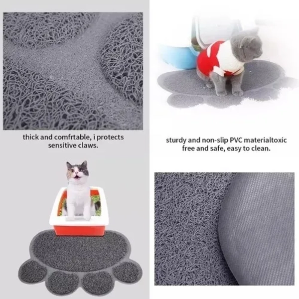 ALFOMBRA SANITARIA PARA ARENERO MAT TAPETE GATO 57X37 GRIS - 3