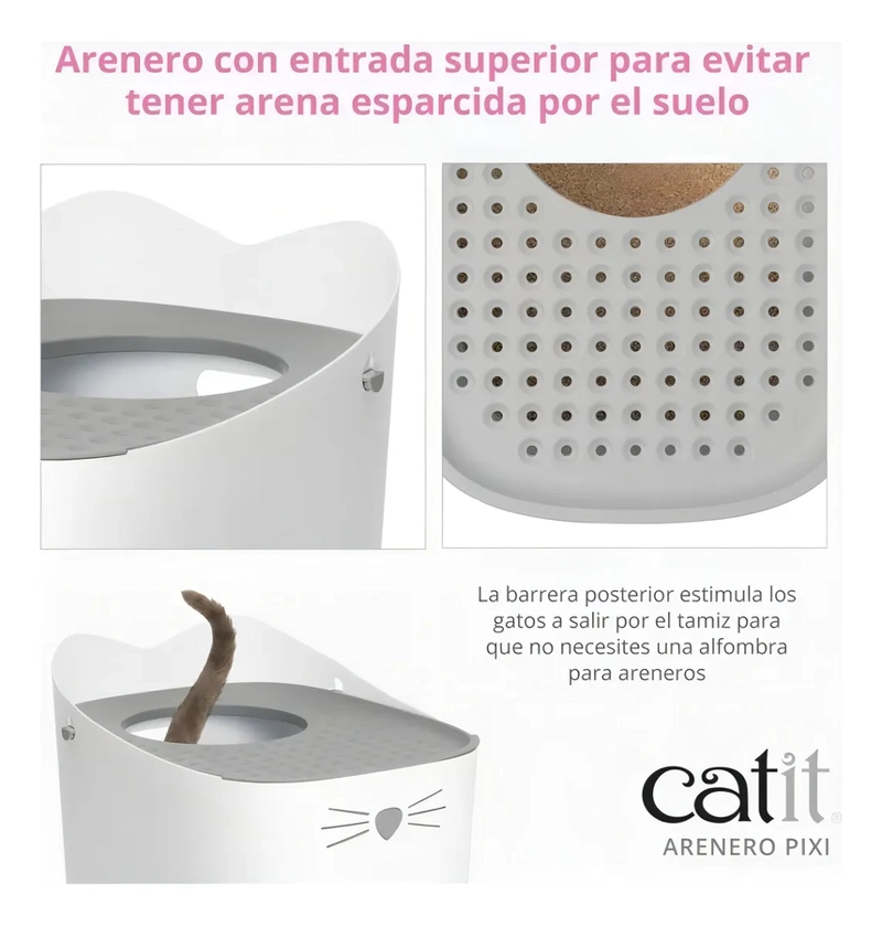 BAÑO CERRADO LITERA GATO APERTURA SUPERIOR PIXI BOX CATIT COLOR BLANCO/GRIS #44081 - 4