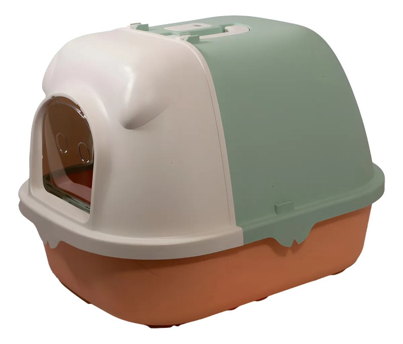 ARENERO CERRADO TRICOLOR CON PALA PARA GATOS 45X30X44 COLOR NARANJA - 2