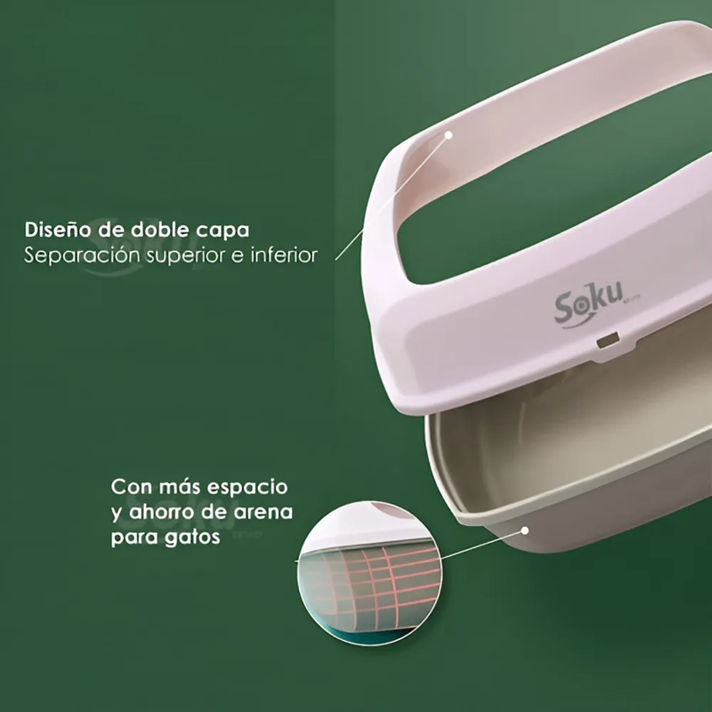 ARENERO GATO EXTENSION ANTI DERRAME PALA CAJA EXTRA GRANDE COLOR CAFE - 2