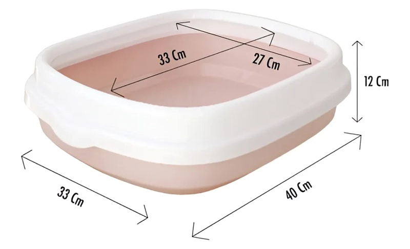ARENERO PARA GATOS CON PALA RECOGEDORA PEQUEÑA 40X33X12 CM ROSA - 1