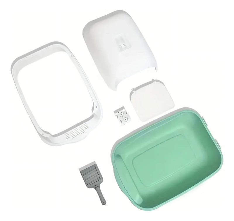 ARENERO PARA GATO CAJA DE ARENA CON TAPA Y PUERTA ABATIBLE C VERDE CLARO - 1