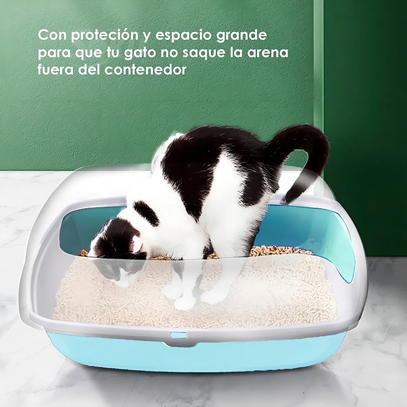 ARENERO GATO EXTENSION ANTI DERRAME PALA CAJA GRANDE COLOR AZUL CIELO - 2
