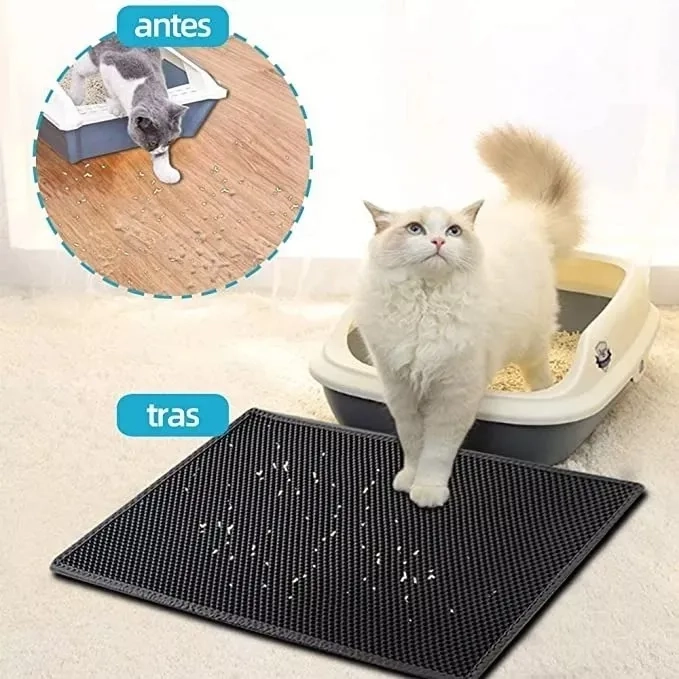 ALFOMBRA GATO SALIDA ARENERO GATO BAÑO, ATRAPA ARENA 45*60CM NEGRO - 3