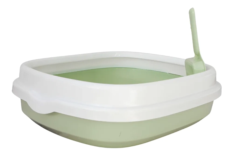 ARENERO PARA GATOS CON PALA RECOGEDORA PEQUEÑA 40X33X12 CM VERDE - 1