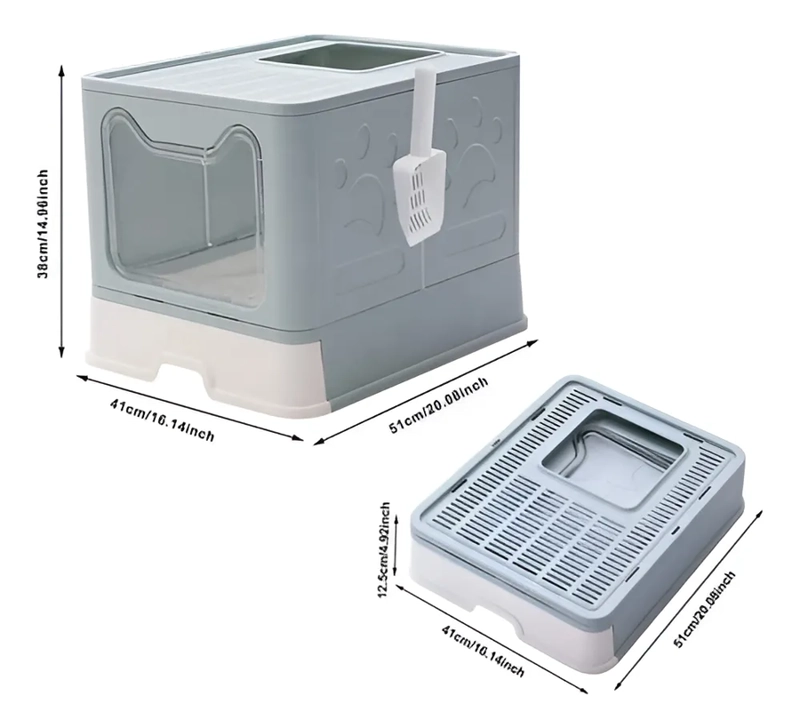 ARENERO CERRADO TAMAÑO XL PARA GATO CUPULA SANITARIA GRIS - 2