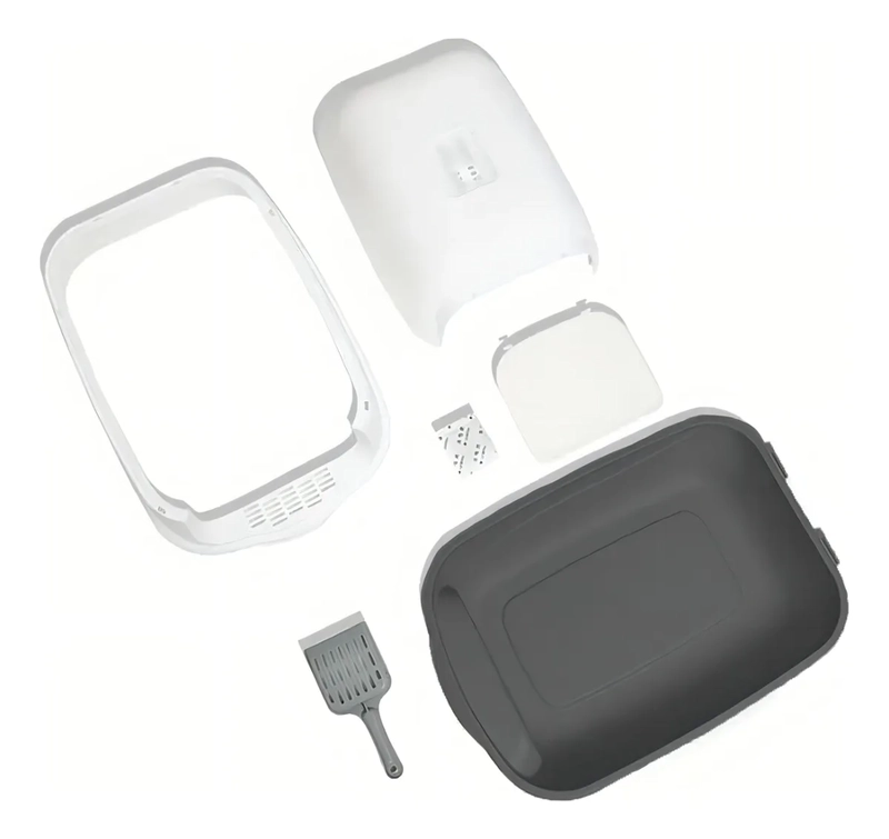 ARENERO PARA GATO CAJA DE ARENA CON TAPA Y PUERTA ABATIBLE COLOR NEGRO - 1
