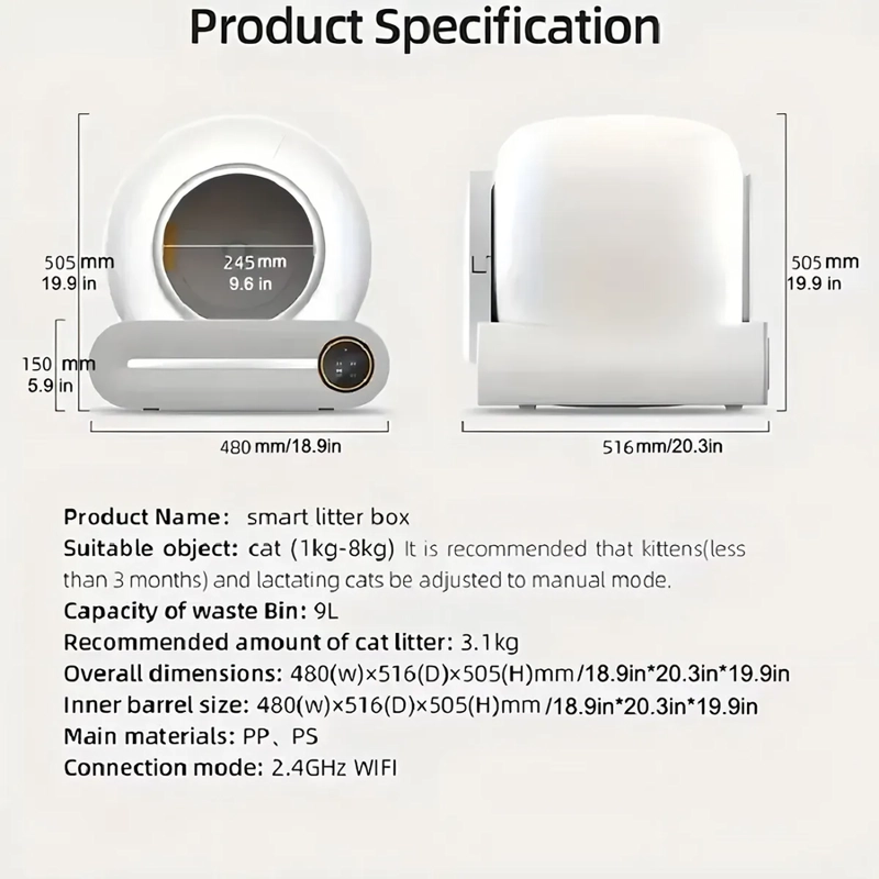 ARENERO ROBOT AUTOMATICO PARA GATOS 2.0 WIFI COLOR BLANCO GENERAC - 3