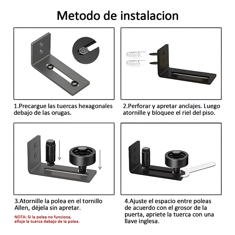 GUIA DE SUELO 8 EN 1 PARA PUERTA CORREDERA ACERO - 1