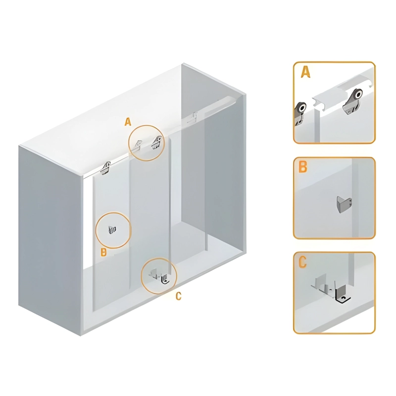 KIT CLOSET U20 RIEL 120 CM CON GUIA Y TOPE - 3