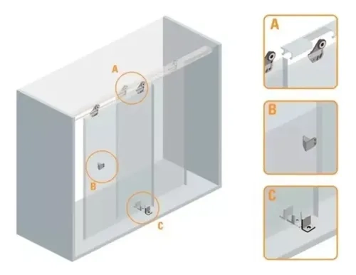KIT CLOSET U20 RIEL 120 CM CON GUIA Y TOPE - 4