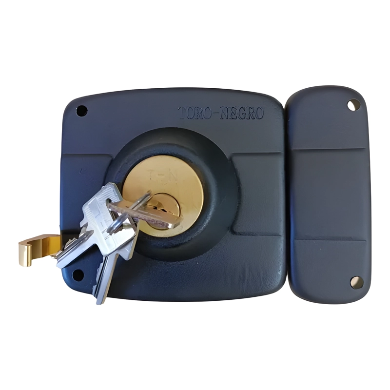 CERRADURA SOBREPONER DOBLE CERROJO PARA PORTON NEGRO - 1