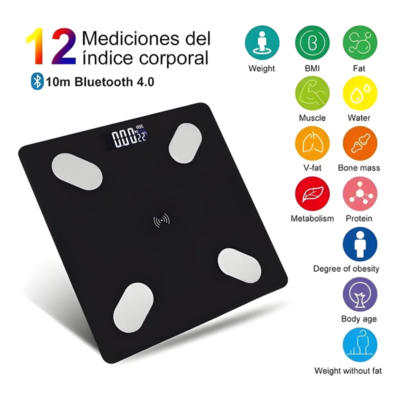 BASCULA INTELIGENTE DIGITAL CON BATERIAS NEGRO #4 - 2