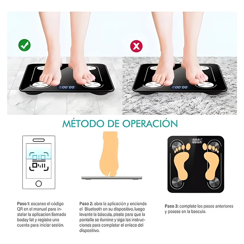 BASCULA INTELIGENTE BLUETOOTH GRASA CORPORAL - 4