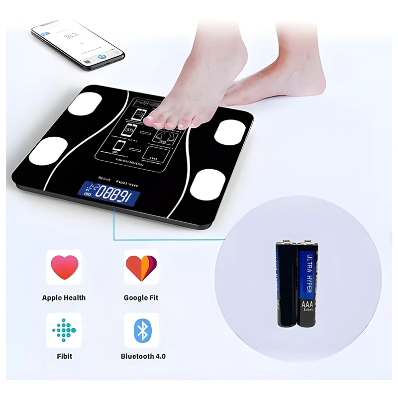 GENÉRICO BALANZA DIGITAL BAÑO RECARGABLE BLUETOOTH NEGRO #3