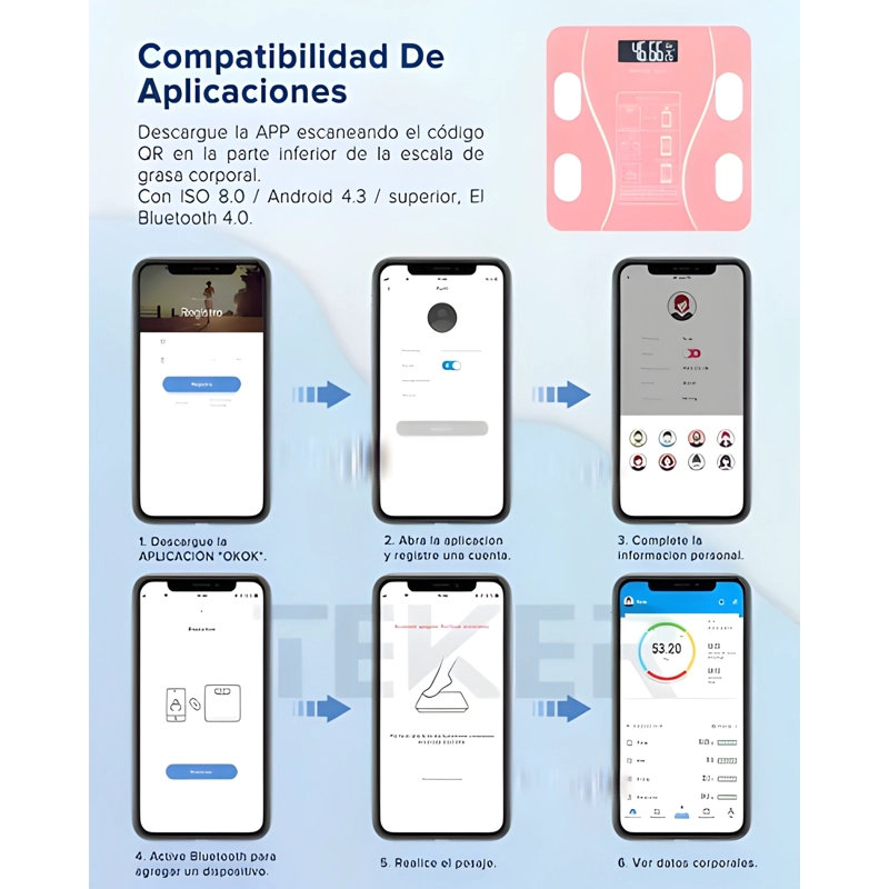 BALANZA DIGITAL INTELIGENTE BLUETOOTH ROSADO #2 - 4
