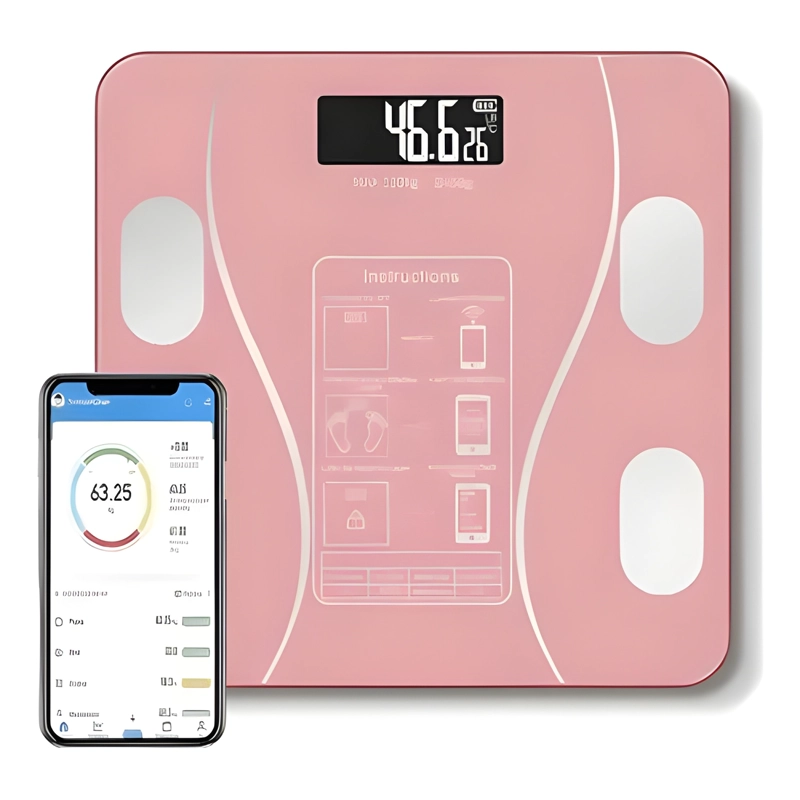 BALANZA DIGITAL INTELIGENTE BLUETOOTH ROSADO - 1