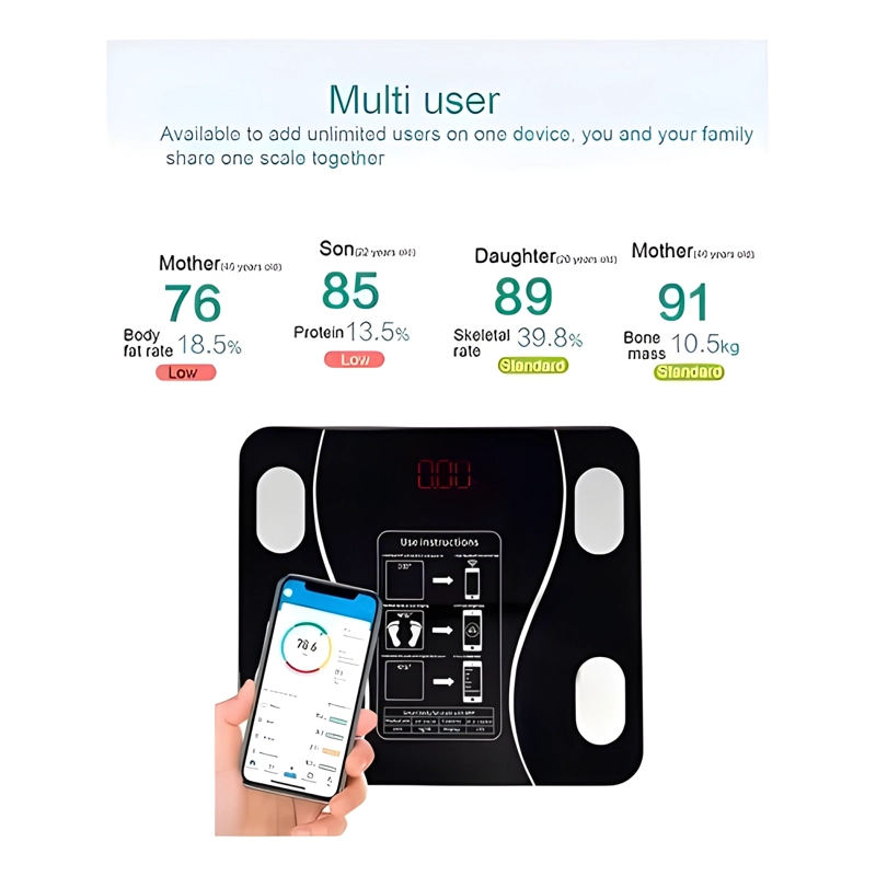 BALANZA DIGITAL INTELIGENTE BLUETOOTH ROSADO - 2