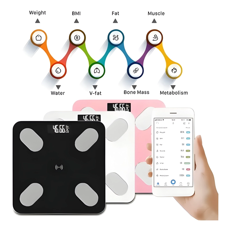 BALANZA DIGITAL INTELIGENTE BLUETOOTH ROSADO - 4