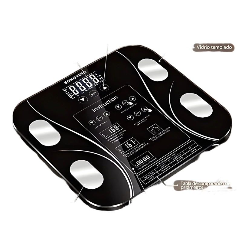 BASCULA DIGITAL MEDIDOR PESO Y GRASA CORPORAL NEGRO - 3